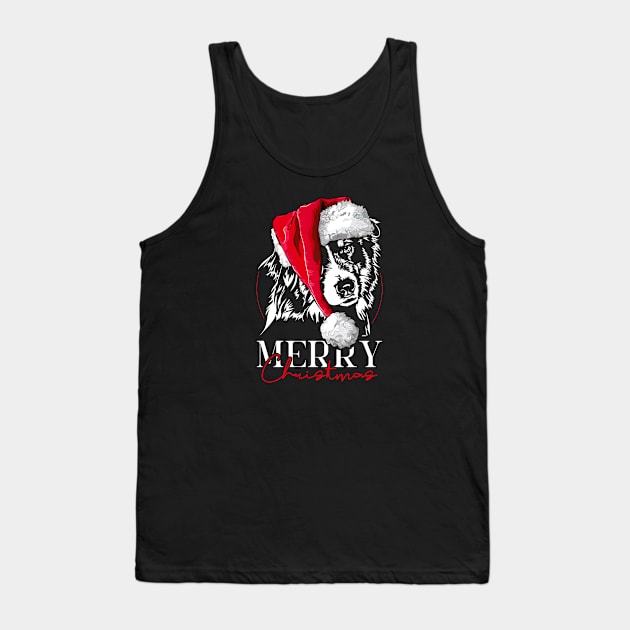 Santa Australian Shepherd Merry Christmas dog Aussie mom gift Tank Top by wilsigns